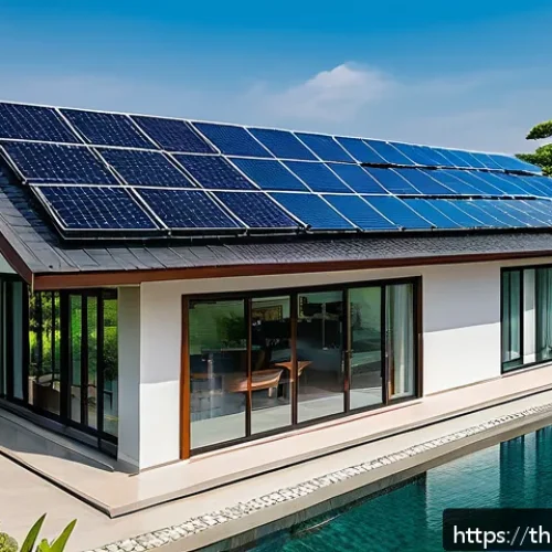 Home 26 태양광 발전 설치 후 설치 업체 선택 기준 - A modern Thai residential rooftop solar installation scene featuring high-quality bifacial solar pan...