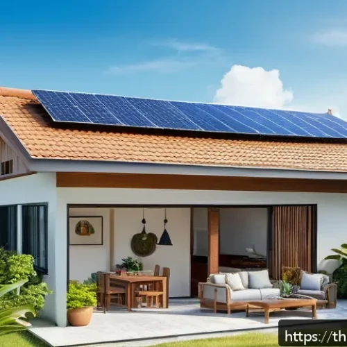 Home 13 태양광 발전 설치에 따른 세금 혜택 - A modern Thai residential rooftop with solar panels installed, showcasing a family of diverse ages (...