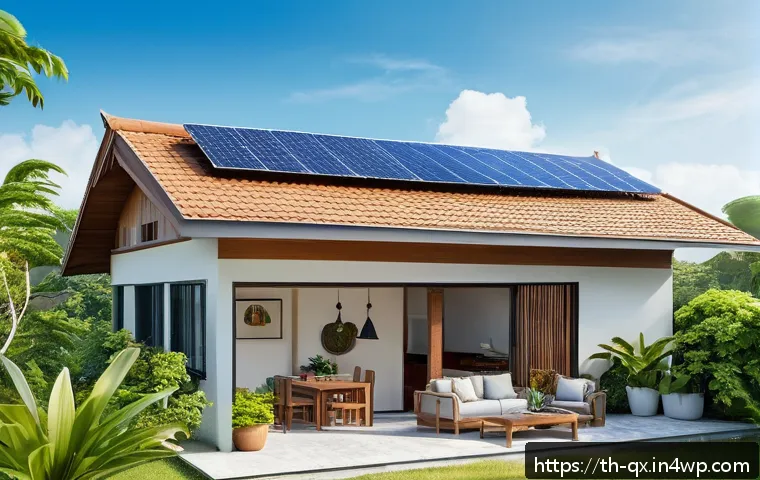 태양광 발전 설치에 따른 세금 혜택 - A modern Thai residential rooftop with solar panels installed, showcasing a family of diverse ages (...